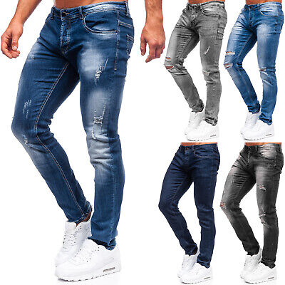 JEANS Denim Pantaloni casual Clubwear casual tempo libero Classic Uomo Bolf motivo 