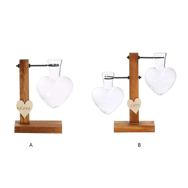 Flower Vase Plant Terrarium Romantic Style Heart Shaped Glass Planter