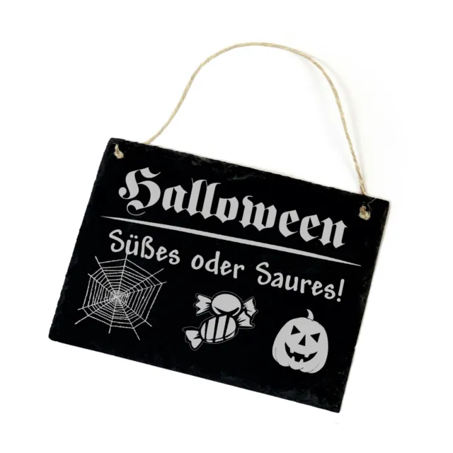 Halloween - Süßes oder Saures Dekoschild Schild Schiefer Türschild 22 x 16 cm ❤