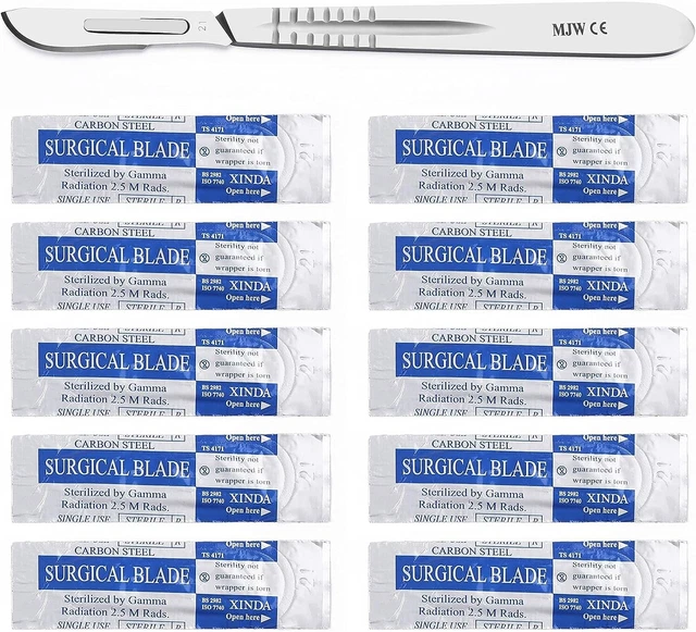 May Scallop Kit Set: 10 X Scalpels Blades Figure 10 (Carbon Steel, Single Steril - Foto 7