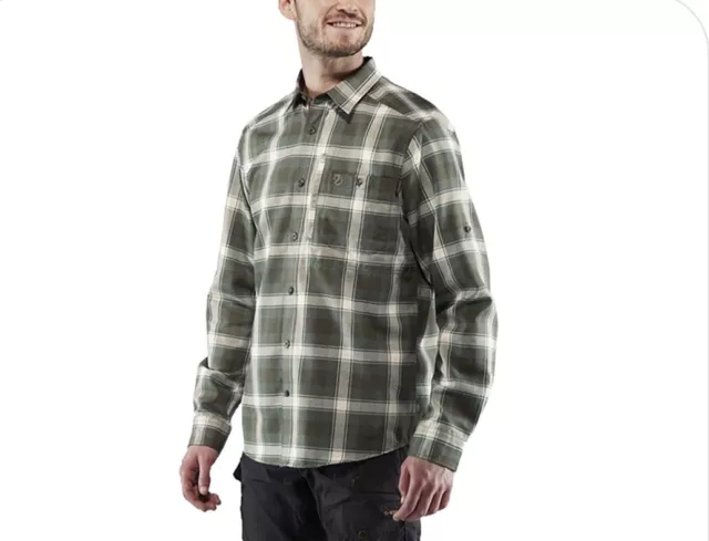 NWOT Falljraven Fjallglim Men’s Shirt Size XL Long Sleeve Plaid Green White Hike