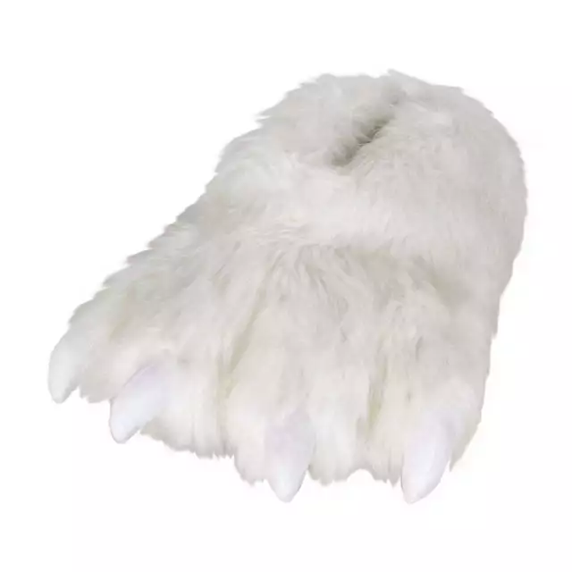 Polar Bear Paw Slippers - Furry White Animal Claw Slippers for Men and Women