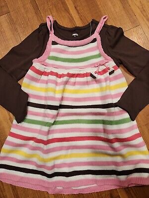 GYMBOREE Girls Size 5T/6 Outfit Striped Sweater Tunic with Brown LS Shirt
