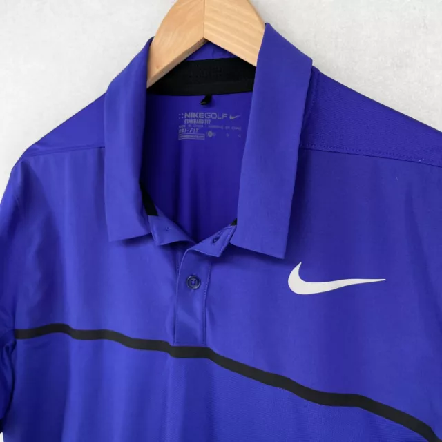 NIKE Shirt Mens Large Golf Mobility Remix Dri-FIT Short Sleeve Performance Blue