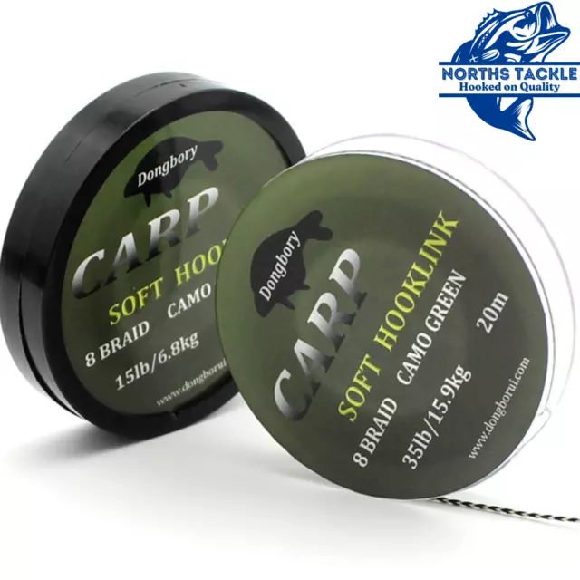 Soft Hook Link 20m Spool Carp Fishing Tackle 15lb/25lb/35lb