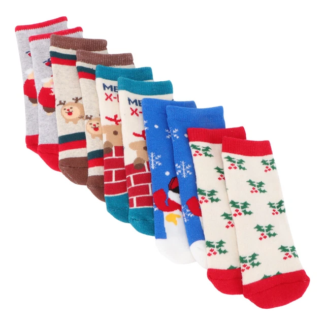 5 Pairs Chaussettes En Coton Bas De Noel Bébé Chaussettes Enfants Noël