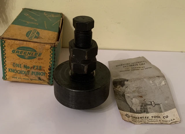 Greenlee No. 738 Knockout Punch Set Unit for 2 1/2” Conduit Vintage