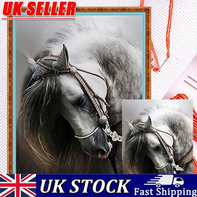 11CT Full Cross Stitch Horse Counted DIY Cotton Thread Needlework Animal Arts