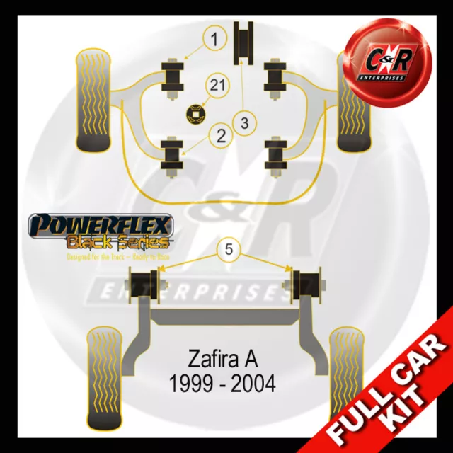 Powerflex Black Kit Sri / Gsi Modèles 2.0T Z20LET Pour Opel Zafira A 99-04