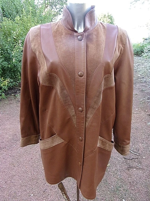 MODSGUE Veste Rétro Femme Oversize – Imitation Daim Marron, Bomber Y2K, Blazer Cuir Esthétique Automne Hiver, Grande Taille
