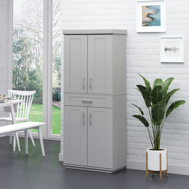 Modern Kitchen Pantry Freestanding Storage Cabinet Cupboard w/ Shelves Doors