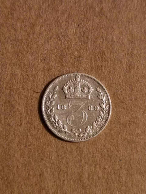 1889 Victoria Threepence Silver Coin