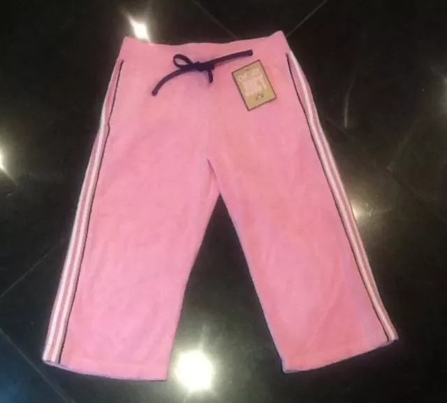 NWT Juicy Couture New & Gen. Girls Age 8 Pink Crop Leg Towelling Pants With Logo