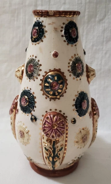 POMPEYI Colorful  Majolica Vase   Hungarian 6.25 " Vintage