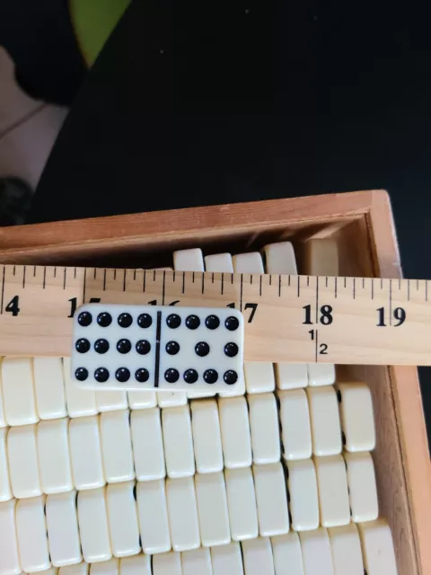 Vintage Catalin Domino Set Tile Dominoes Game 90 in wooden box Double Twelve 12