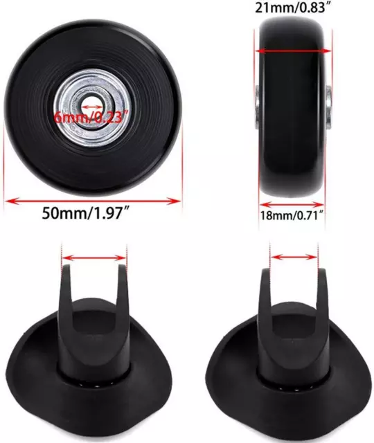 Set of 4 Luggage Suitcase Replacement Wheels, 50 X 18mm Rubber Swivel Caster 2