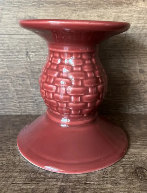 Longaberger Pottery Woven Traditions Candle Pillar Stand Paprika Red
