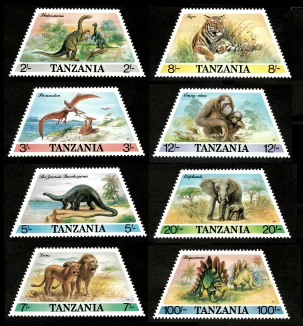 Tanzania 1987 - Pre-Historic Animals, Dinosaurs - Set of 8v - Scott 382-89 - MNH