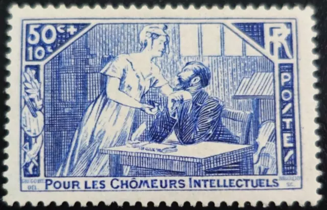 FRANCE timbre POUR LES CHÔMEURS INTELLECTUELS N°307 NEUF ** LUXE MNH