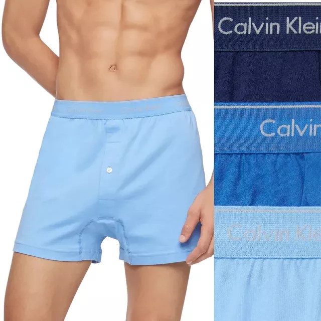 Calvin Klein L10229 Mens Blue 3-Pack Cotton Classics Knit Boxers Size M