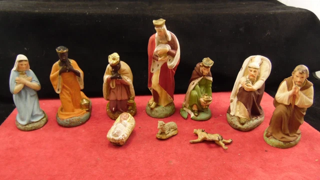 LOT DE 8 Santons De Crèche En Argile Anciens EUR 28,00 - FR