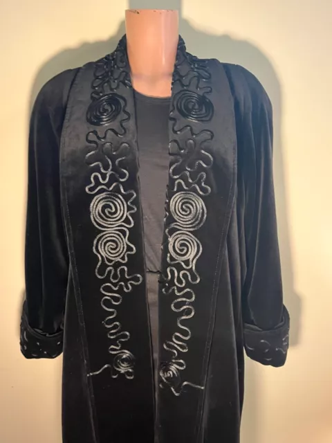 VINTAGE J.L DEBALL Black Velvet Jacket Long Coat Womens - Large $100.00 ...