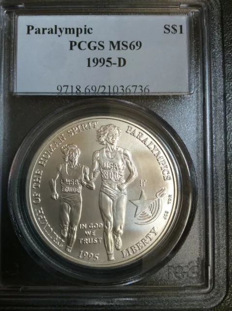 1995-D Paralympic Silver Dollar PCGS MS69 Gem BU B0505