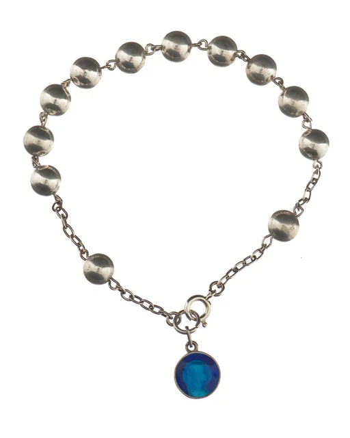 Bracelet Argent Sterling Avec Médaille Religieuse - Bijou Occasion - Sans Marque