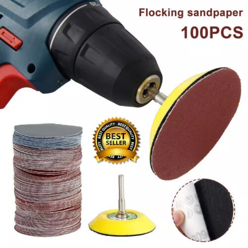 80-3000 Grit Sanding Discs 3" Orbital Sander Pad Velc+Shank Drill Loop Hook []]