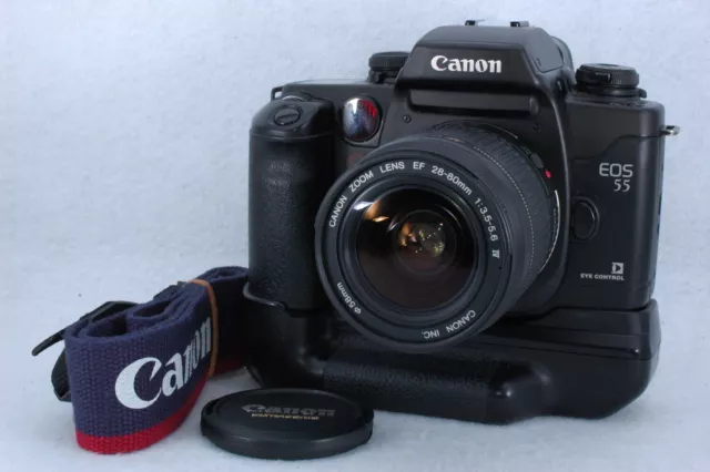 Canon EOS 55 Elan II Film Camera w/28-80mm Lens, BP-50 [Excellent+5] from JAPAN