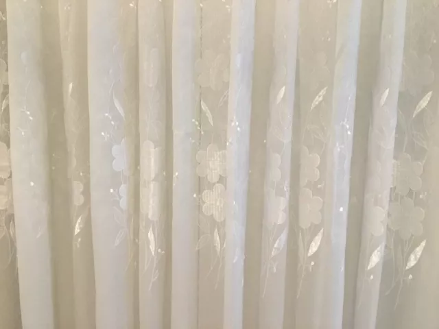 Embroidered Pinch Pleat Sheer Curtain Silver Grey