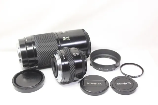 Lot of 2 Minolta AF Zoom 70-210mm F/4 Lens + AF Zoom 35-70mm F/4 Macro Lens