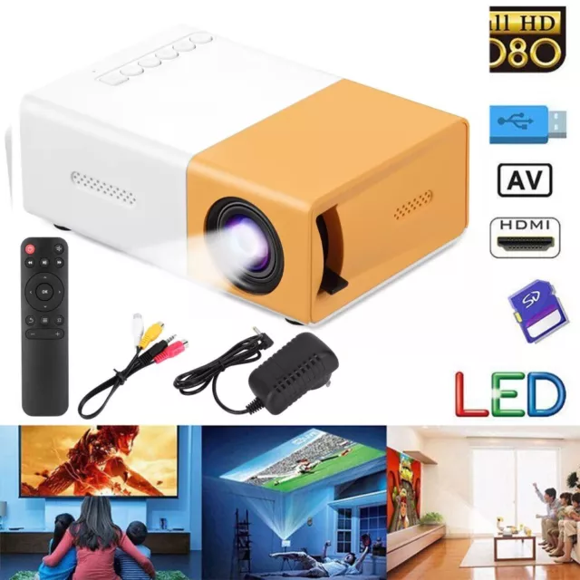 Portable Mini Projector 1080p Full HD LED Home Theater Cinema HDMI USB AV TF DVD