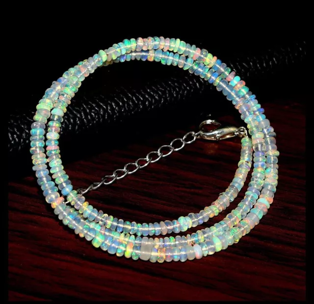 Collier de perles d'opale éthiopienne de feu de qualité supérieure -...