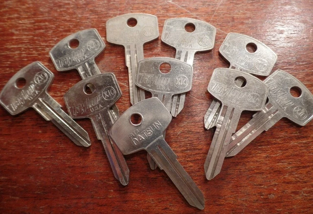 10pcs Taylor X10 Uncut KEY BLANK Vintage Auto Keys Datsun Branded
