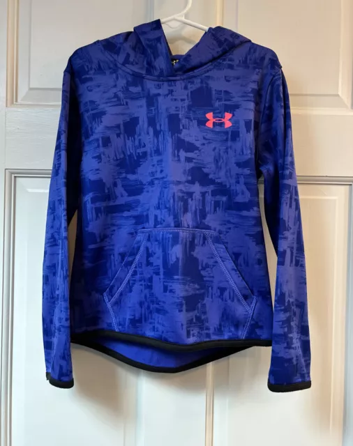 Under Armour Purple Hoodie Sweatshirt Girls Size 6 Fleece Lined Logo Pullover