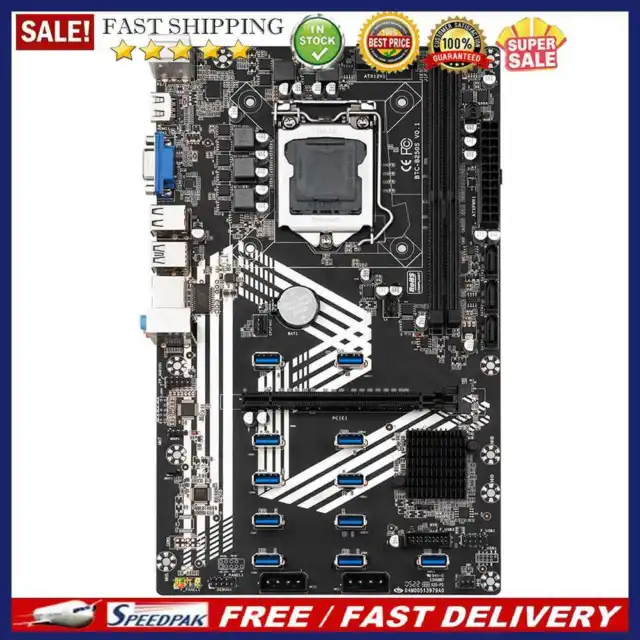 B250S Mining Motherboard 11x USB 3.0 to PCI Express Supports DDR4 DIMM RAM