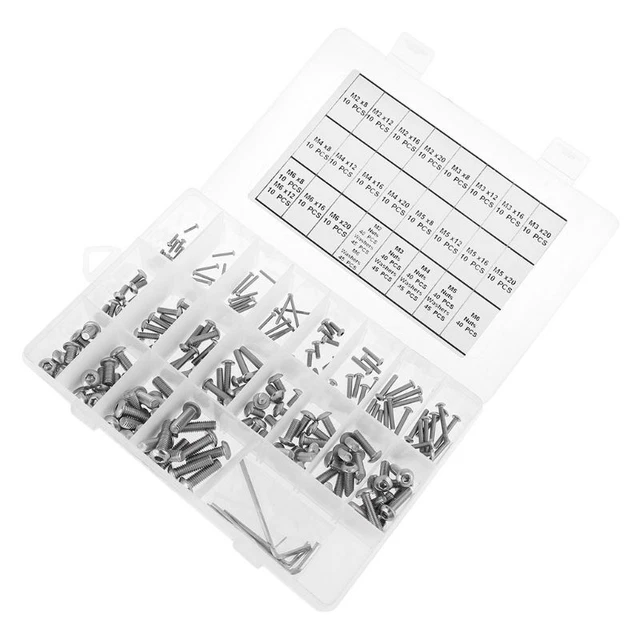625pcs Assortment Kit Stainless Steel Hex Socket Screw Bolt Nut Button Head