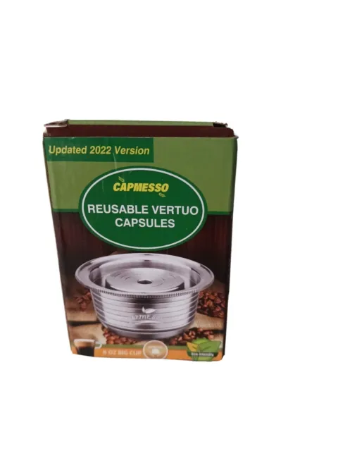 Capmesso Stainless Steel Reusable Vertuoline Capsule Pod Coffee Metal 8 oz