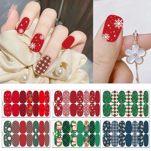 Adesivi unghie natalizie slider unghie involucri completi decalcomanie fiocco di neve manicure