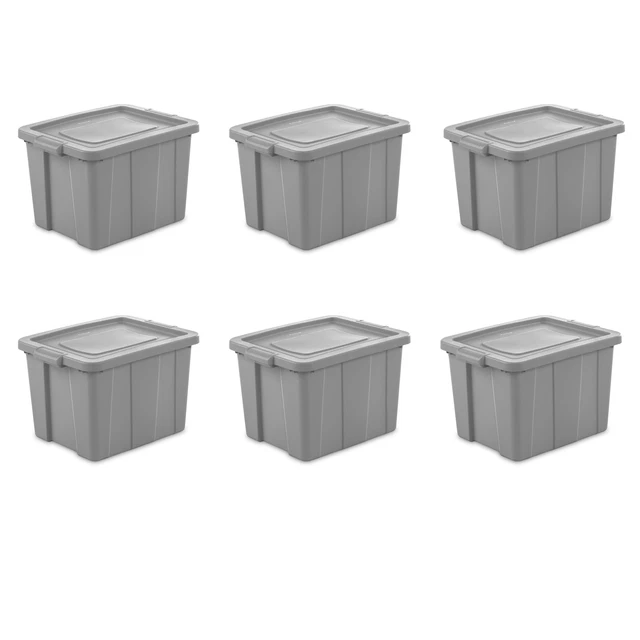 18 Gallon Tuff1 Tote Plastic, Cement, Set of 6