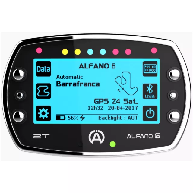 Alfano 6 2T GPS Kart Lap Timer/Dash, 2 Temp Inputs - Inc RPM, M10 WT Sensor