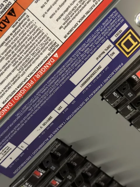 Square D NQ Panelboard; interior, tub, and cover with circuit breakers 3