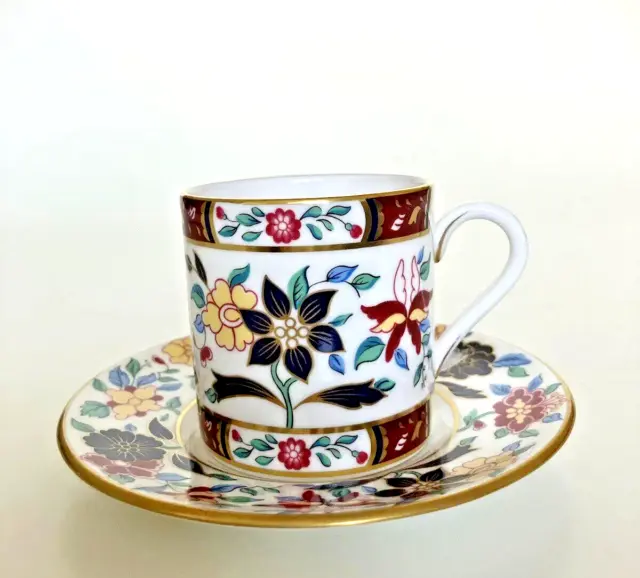 Royal Worcester Imari Flowers Coffee Cup & Saucer Duo Made In England