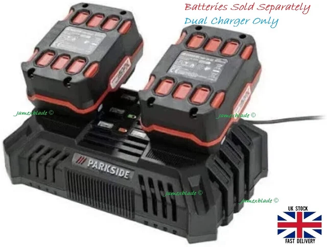 PARKSIDE DOPPIO CARICABATTERIE Rapido per Batteria 20V 2A & 4Ah X Team