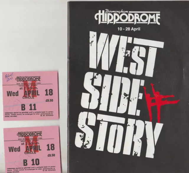1984 Brochure West Side Story + Flyer + 2 Stubs - At Birmingham Hippodrome