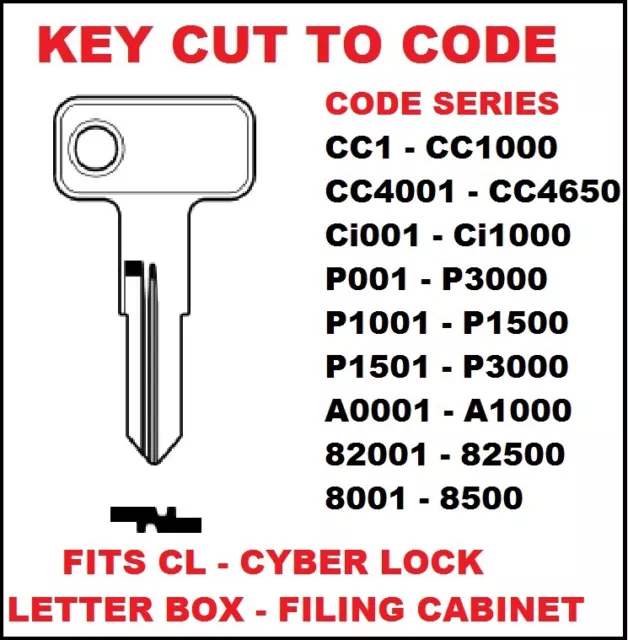Key cut to Code Number For CYBERLOCK Meroni & Endurance  Filing Cabinet