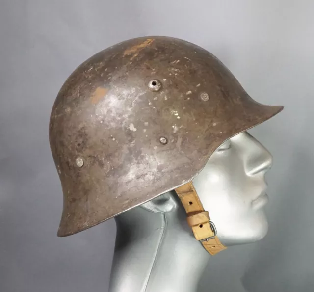 WWII German Type 1 Bulgarian Army Steel Combat Helmet M36 M1936 w/Rolled Edge