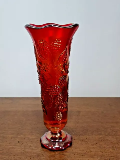 Fenton Raspberry Ruby Carnival Bud Vase #4268 Rc