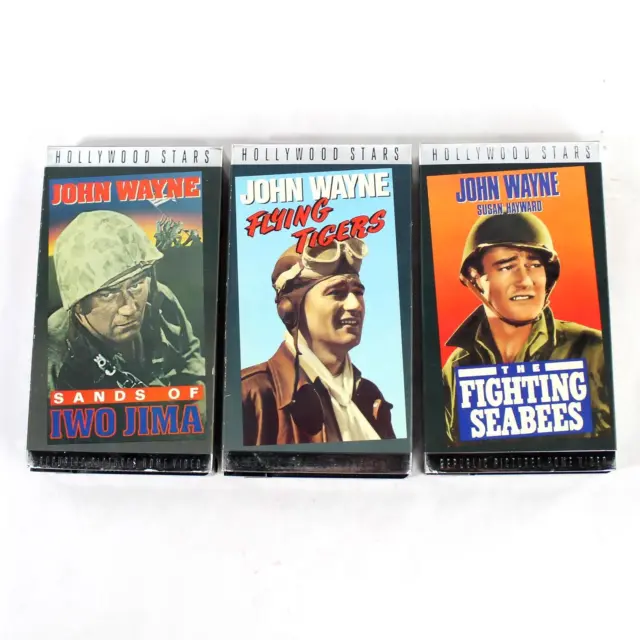 John Wayne VHS Box Set Sands Iwo Jima Fighting Seabees Flying Tigers 1987-89